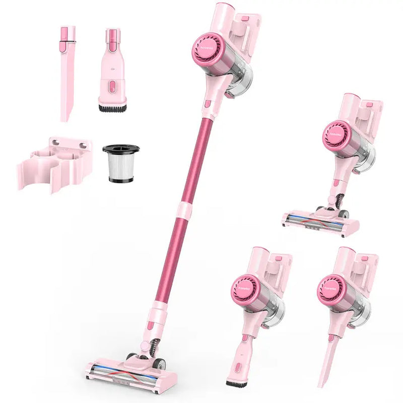 Pink Cordless Vacuum Cleaner 28Kpa Suction, 8-in-1, 50 Min Runtime, works on  All Surfaces